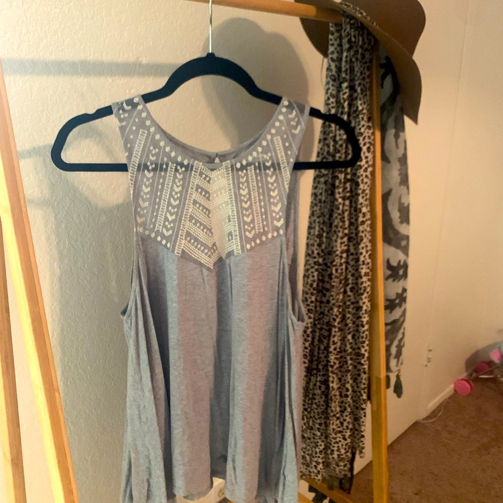 Grey tank with sheer front